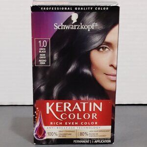 Schwarzkopf Keratin Permanent Hair Dye Cream, 1.0 Black Onyx